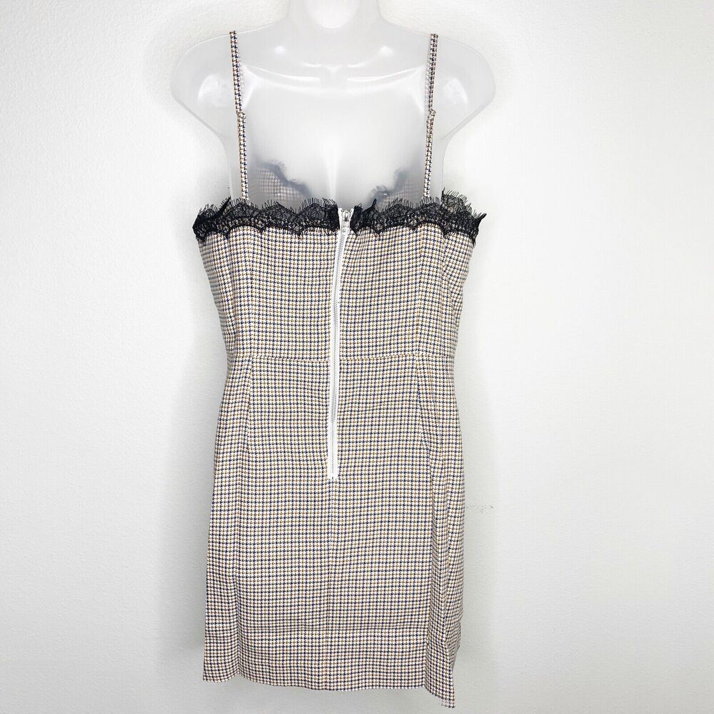 VERONICA BEARD 10 Sonny Plaid Lace Trim Slip Dress Mini Short Spaghetti Strap - Picture 4 of 11